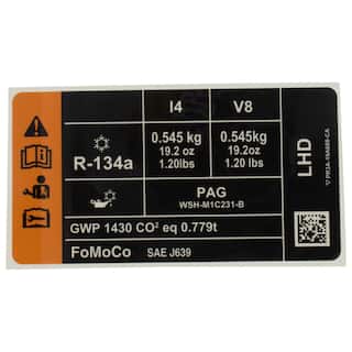 AIR CONDITIONING (A/C) System Information Label Decal OEM Parts PR3Z9900014C