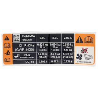 AIR CONDITIONING (A/C) System Information Label Decal OEM Parts KT4Z1503050A